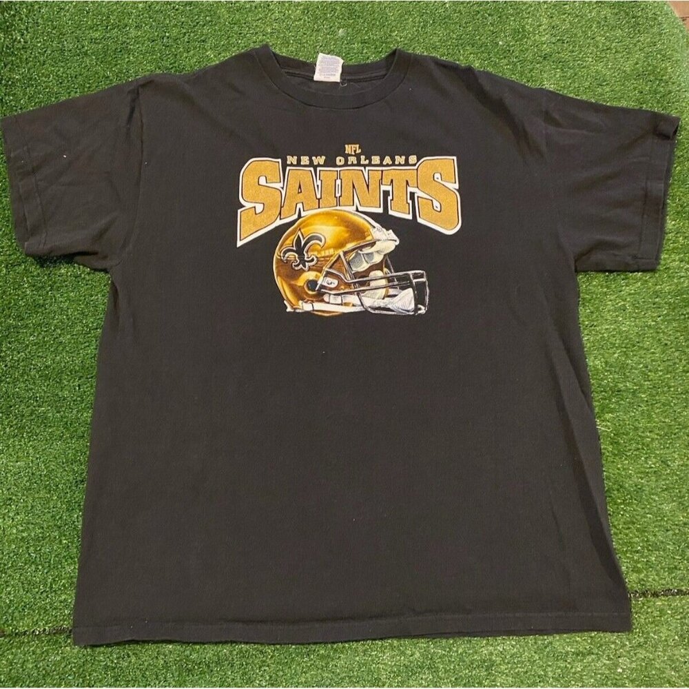 New Orleans Saints shirt mens large black adult unisex Y2K Drew Brees NFL